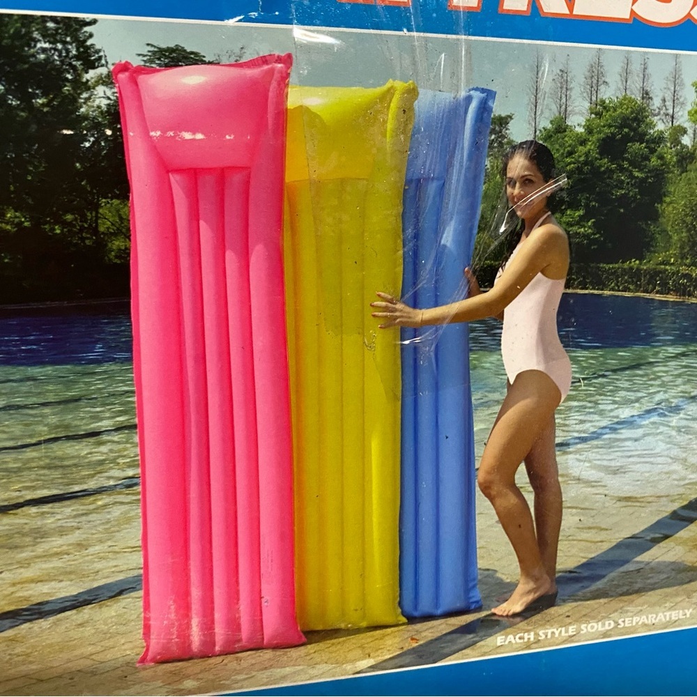 Kids Stuff  Vintage Pool Air Mattress Blue 72X27” STURDY VINYL NEW Old Stock - Picture 2 of 7
